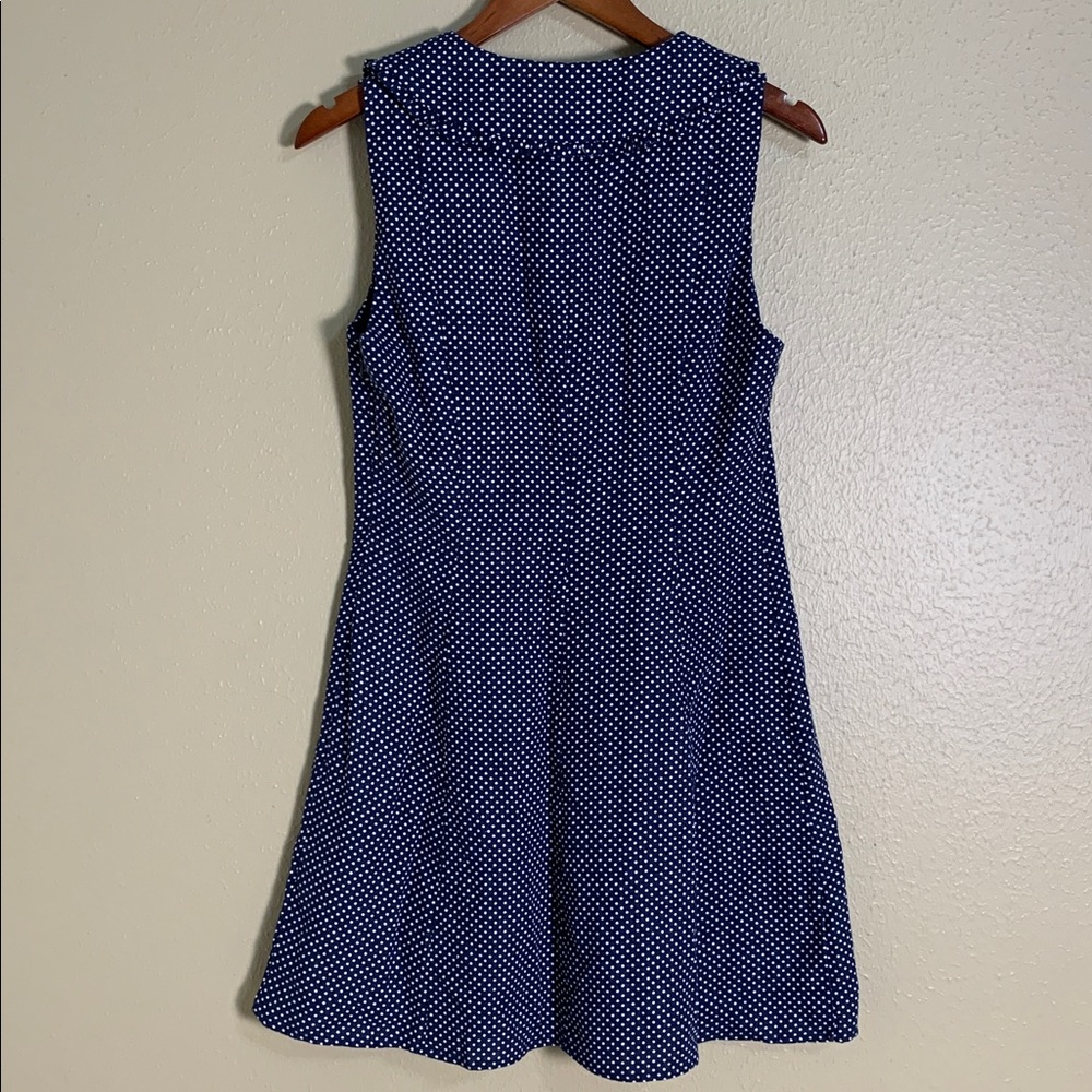 New Caroline Constas‎ Polka Dot Mini Dress Linen Blend Navy Mediterranean Size 8 - Picture 8 of 10